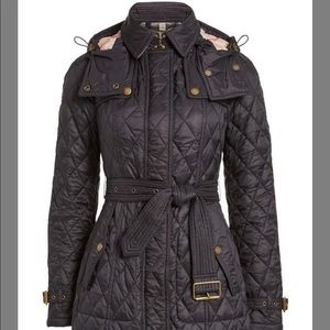Burberry Finsbridge Hooded Quilted Jacket, Black